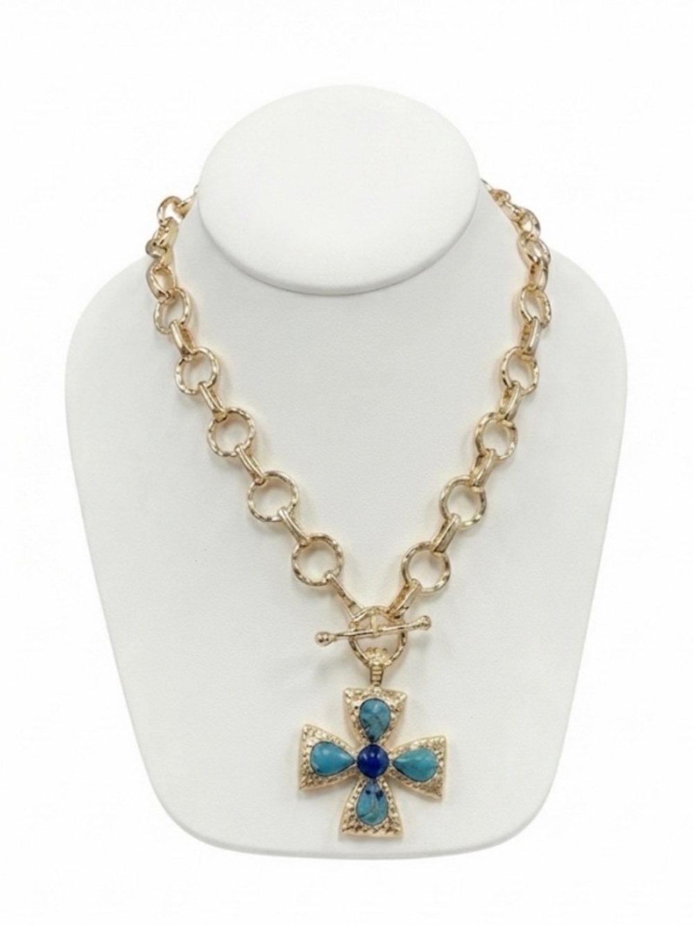 NWT ⚜️🩵⚜️ PIPER K Maltese Cross  Statement Pendant Necklace